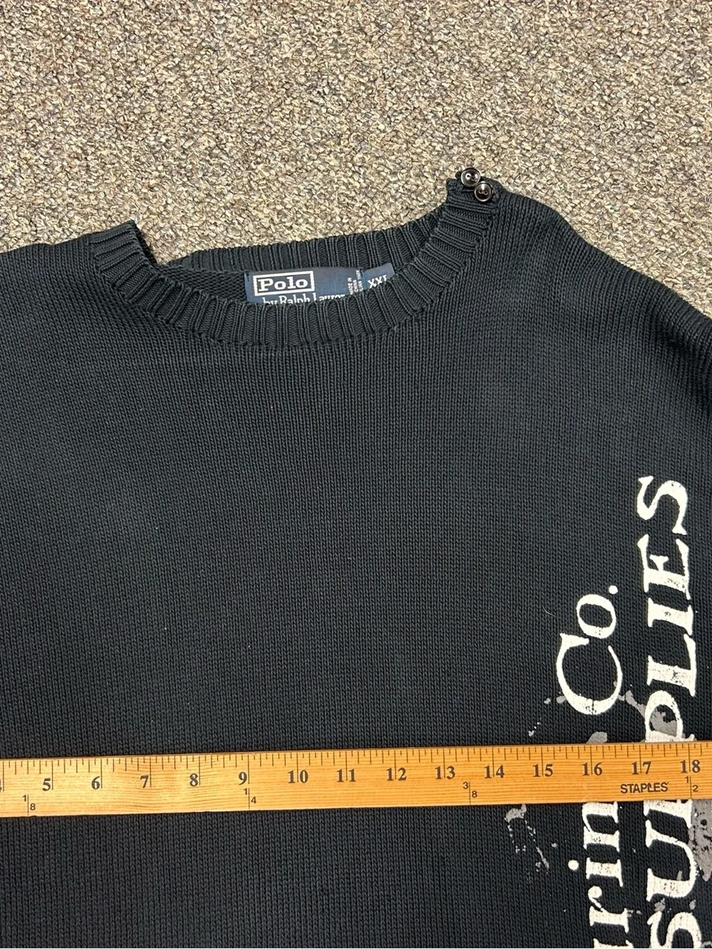 XXL Polo Ralph Lauren Mens Marine Co. Sailing Supplies Knit black Sweater